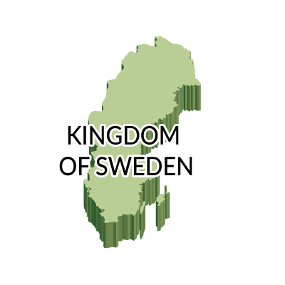 スウェーデン王国無料フリーイラスト｜英語・立体(緑)